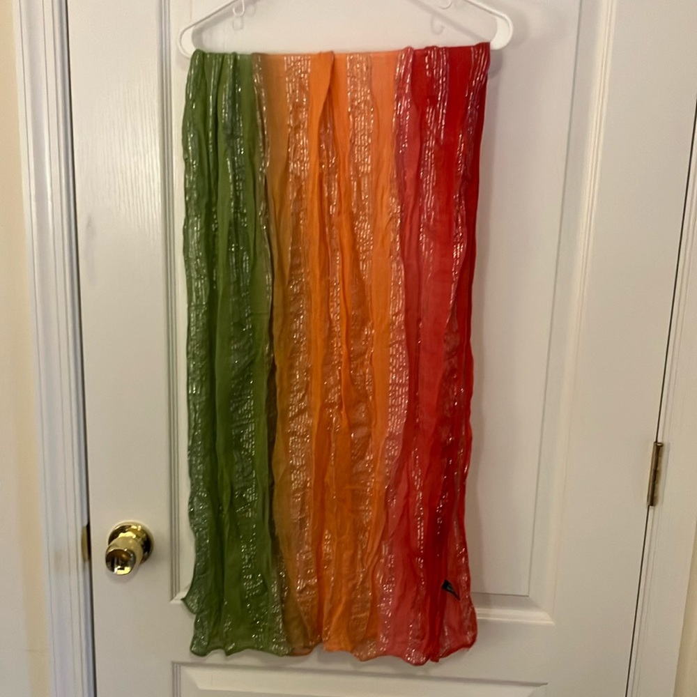 27 x 62” lightweight cotton scarf with silver threads